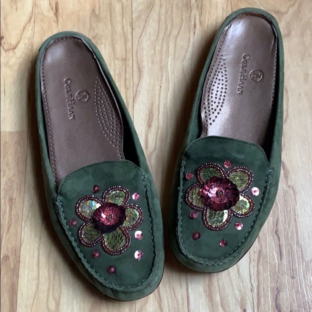 Cole Haan Green Suede Slip On Loafers Size 7B